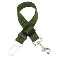 Ceinture de sécurité voiture pour chien vert foncé sur fond blanc