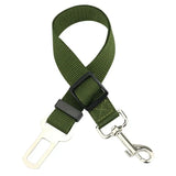 Ceinture de sécurité voiture pour chien vert foncé sur fond blanc