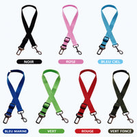Ceintures de sécurité voiture pour chien présentées en sept coloris