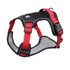 Harnais anti-traction renforcé coloris noir et rouge, vue de profil sur fond blanc