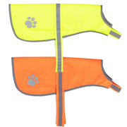 Les deux coloris du gilet, jaune fluo et orange fluo